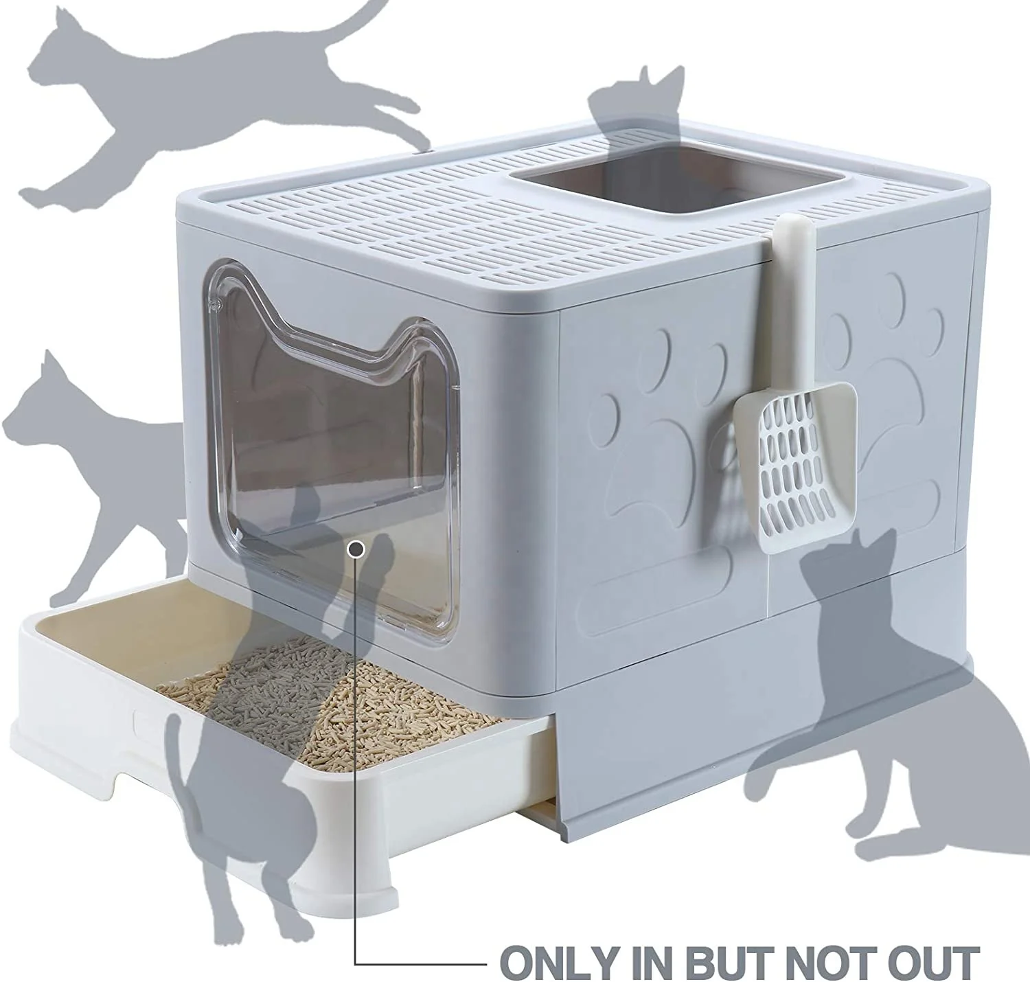 Portable Covered Plastic Cat Litter Box Enclosed Large Splash Guard