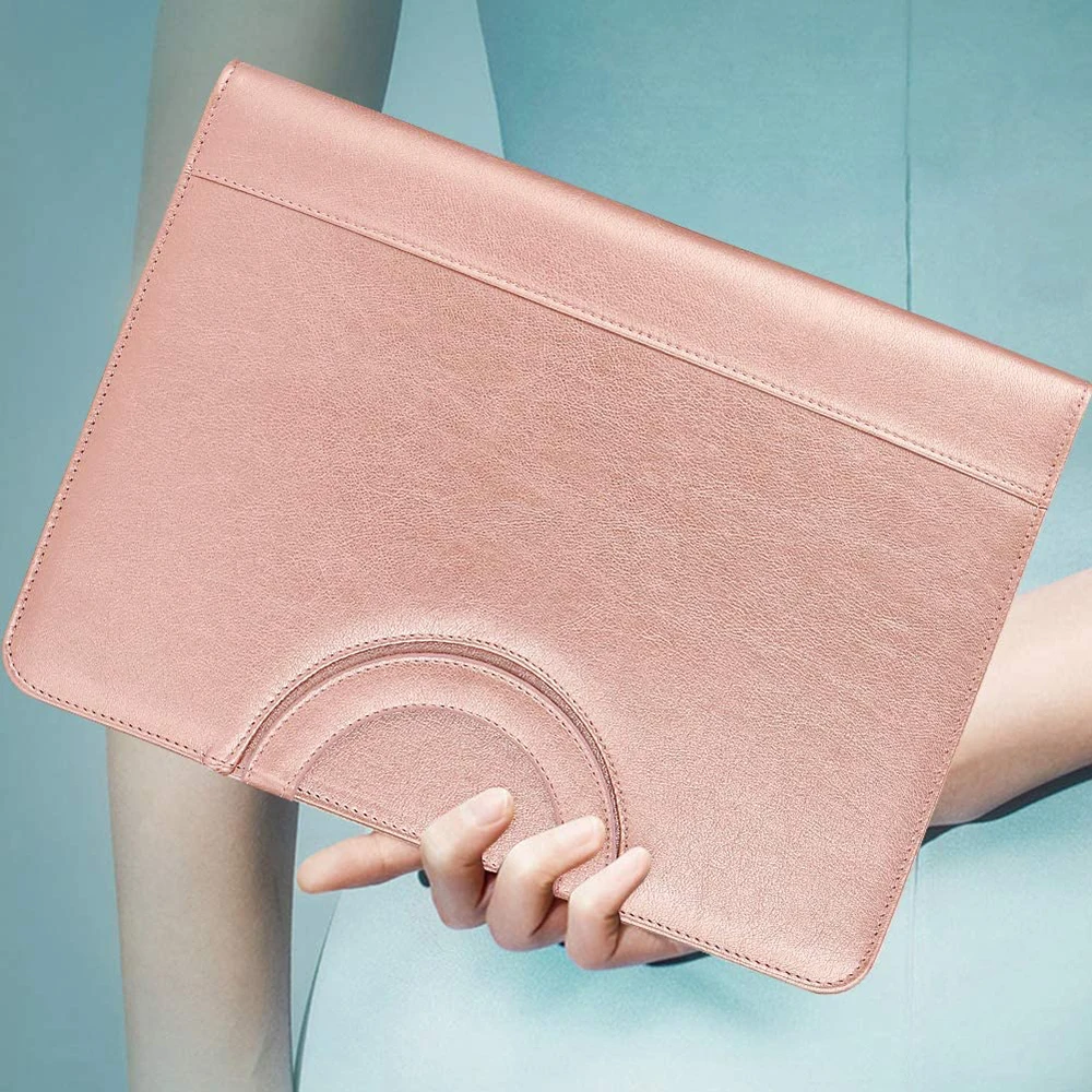 Pink color pu leather A4 Size business presentation folder portfolio personalized padfolio for women