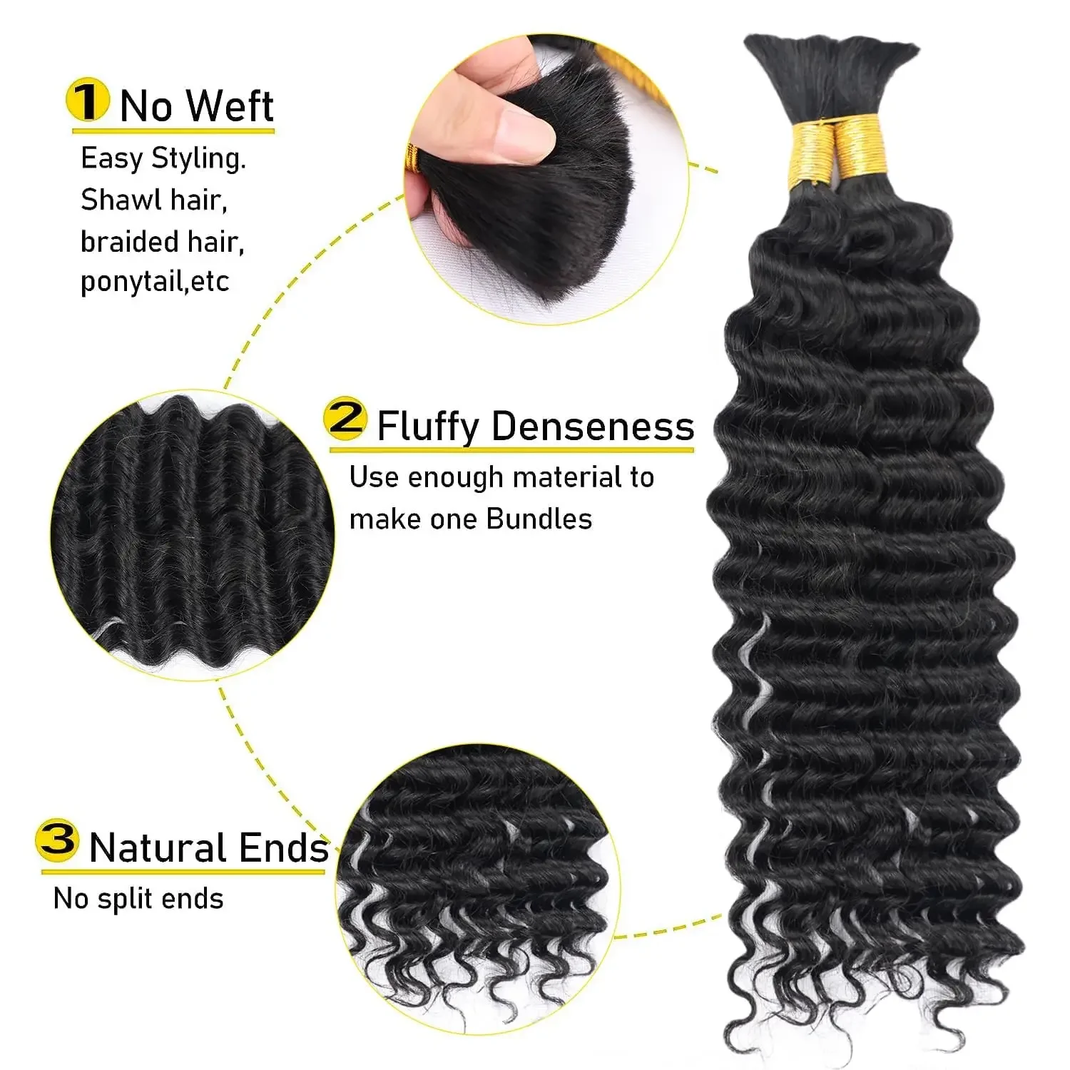 Diepe Watergolf Maagdelijke Bulk Menselijk Haar Voor Vlechten Onbewerkte Extensions Braziliaans Remy Haar_voghion.com