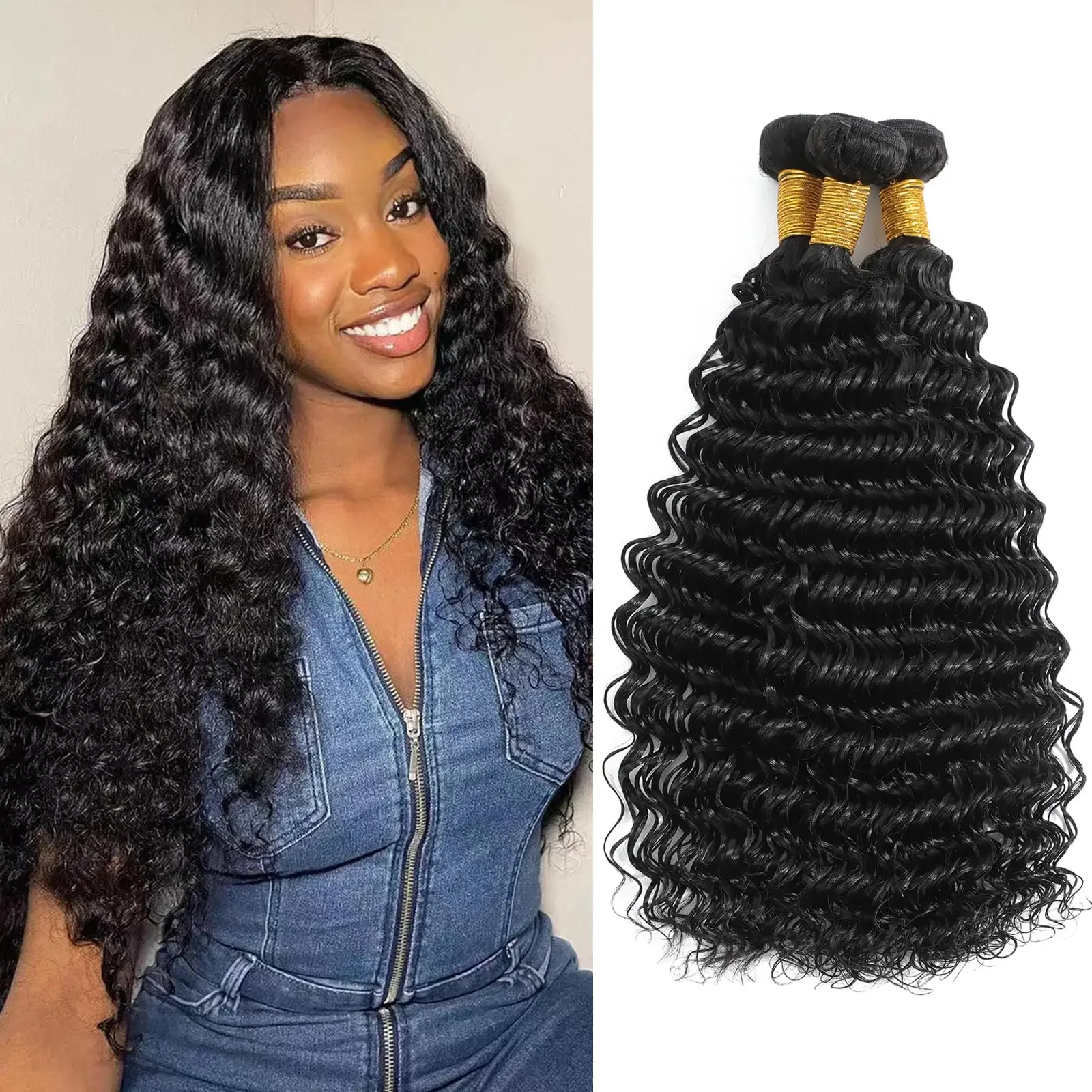 Braziliaanse Human Hair Deep Wave Bundels Water Wave Remy Haarextensies_voghion.com