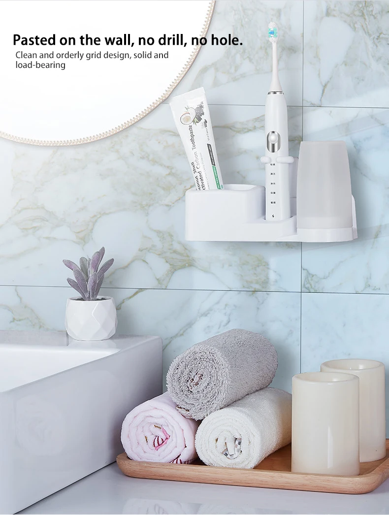 Bathroom Toothbrush Holder Electric Toothbrush Holder Organizer Countertop Toothpaste Storage
