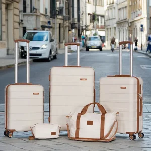 Popular Combination Retro Zipper Opening Suitcase ABS Material Trolley Luggage Large Business Suitcase Set