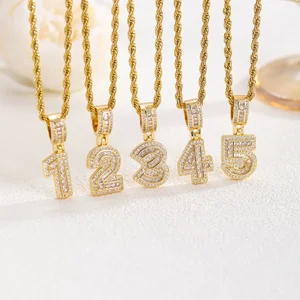 Wholesale Unisex Stainless Steel Hip Hop Necklace with Candy Digital Zircon Number Pendant for Parties Engagements Anniversaries