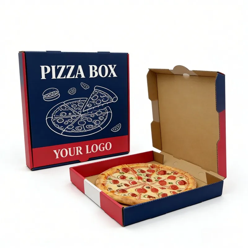 Biológiailag lebontható, friss, négyzet alakú ételdobozok, 8/10/12/16 hüvelykes egyedi hullámpapír pizzás doboz, környezetbarát finomságcsomagoló doboz étterem számára