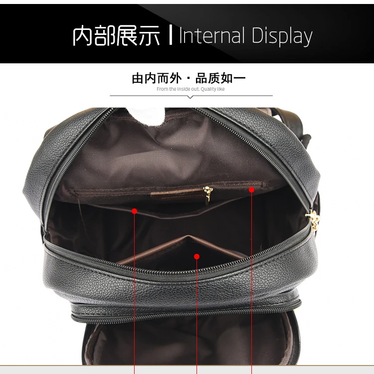 Factory Wholesale Ladies Luxury Design Student School Backpack Bag Large Capacity Leather Handbags for Women