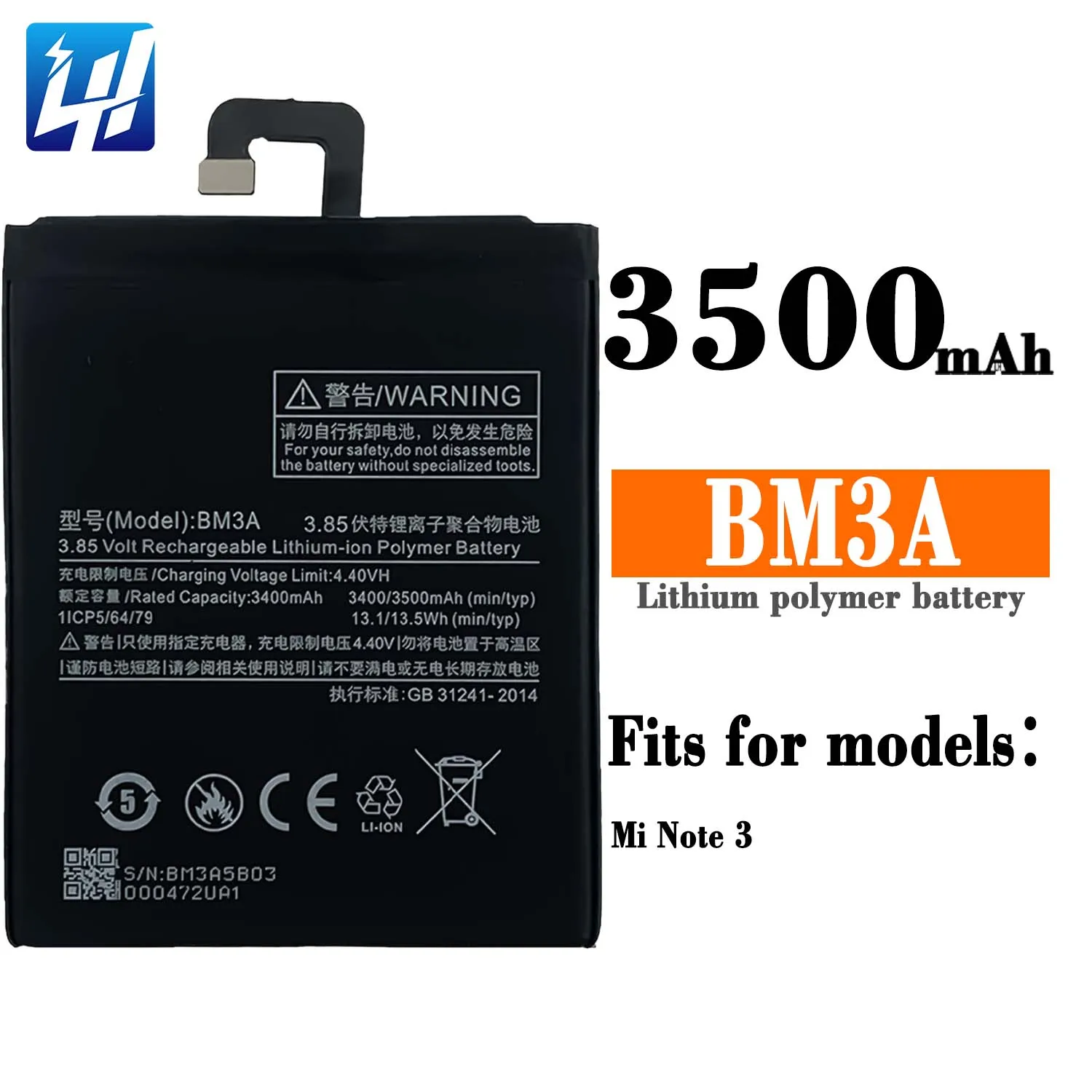 Wholesale BM3A 3500mah Li-Polymer Battery for Xiaomi Mi Note
