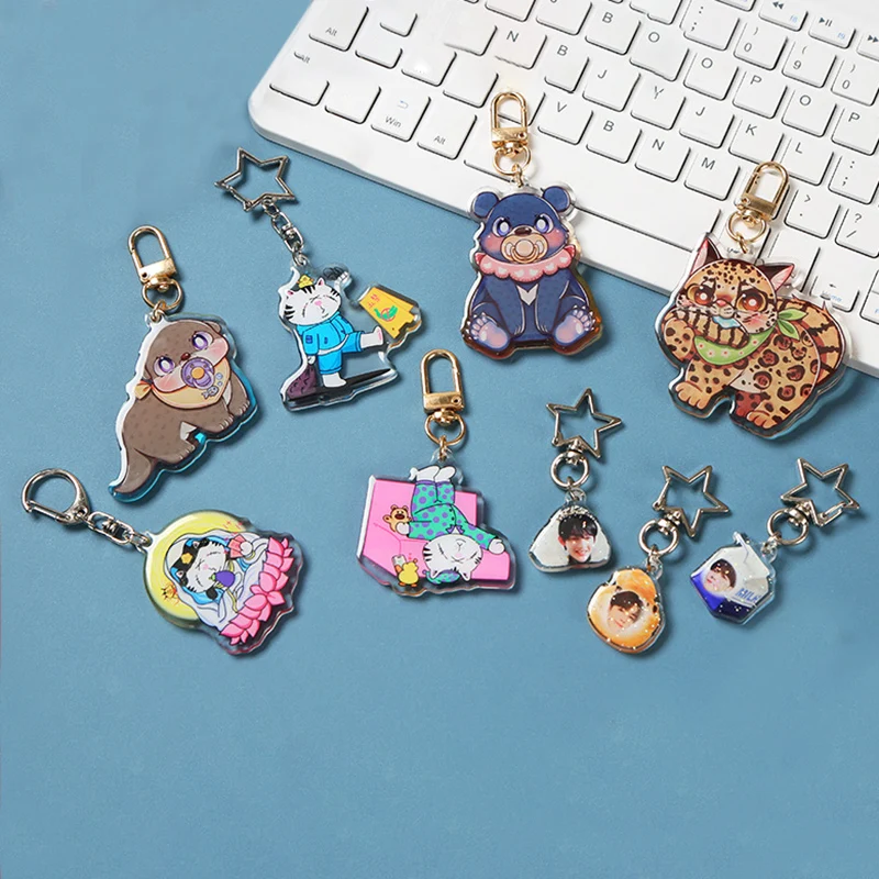 Custom Logo Printed Transparent Acrylic Keychain Make Your Own Clear Charm Epoxy Holographic Resin Acrylic Keyring