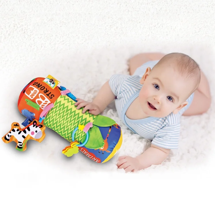 Colorful Plush Crawling Back Cushion Reef Prop Gym Activity Lying Baby Sleep Pillow Cute Soft Baby Toy with Rattles Teether