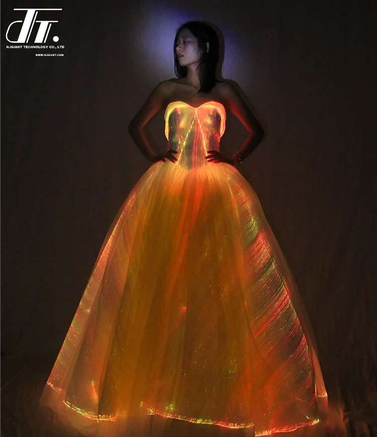 LED Large Party Dresses Fiber Optic Luminous Fabric Princess Dress LED Large Party Dresses Fiber Optic Luminous Fabric Princess Dress