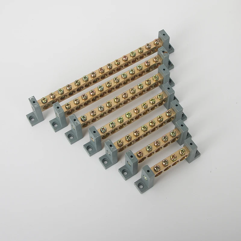 Zero Ground Copper  with 7-Type Bridge and Screw Earth Brass Terminal Block  Zero Line Brass Terminal Bar for Distribution Box