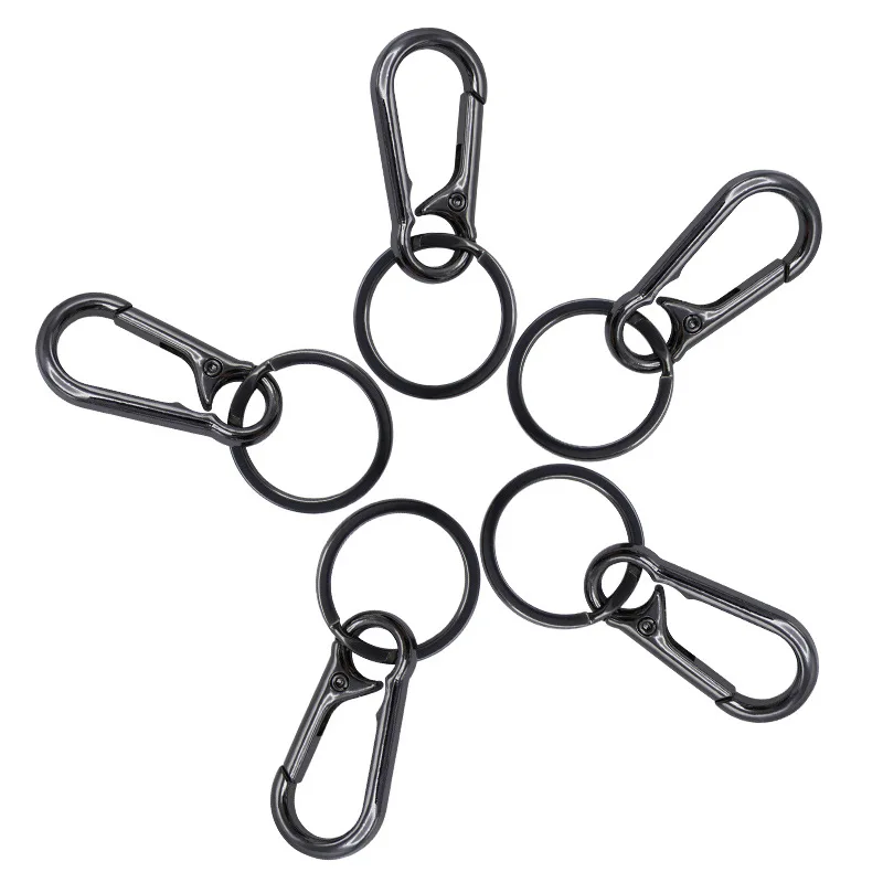 Zinc Alloy Gun Color Simple Lock Carabiner Car Lock Ring Keychain Hook