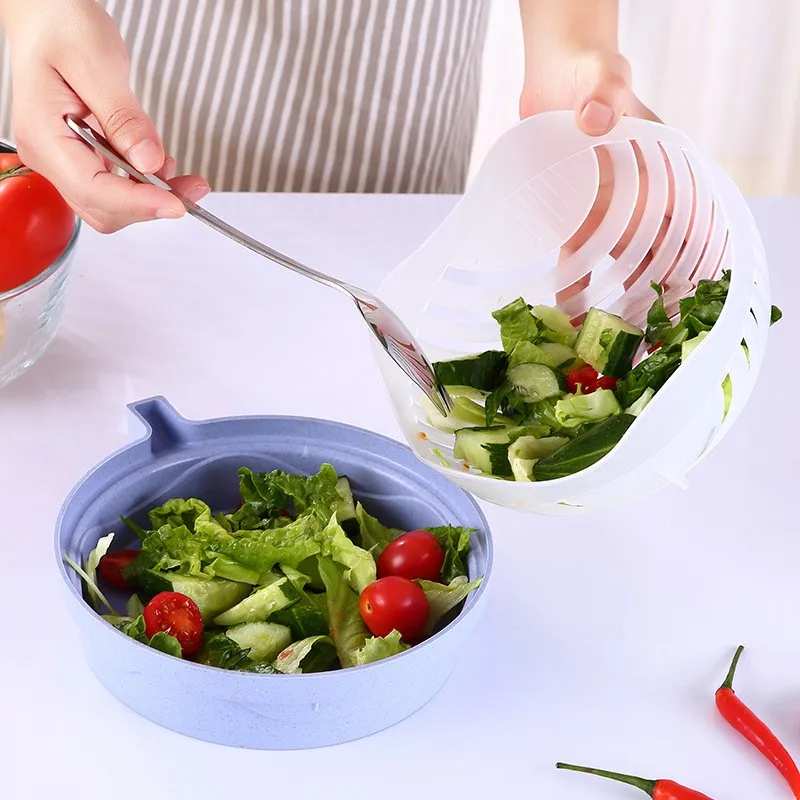 F1-834 New Design Fruit Vegetable Quick Chop Salad Cutter Bowl Fast Fresh  Salad Slicer Salad Chopper with Fun Easy Speed