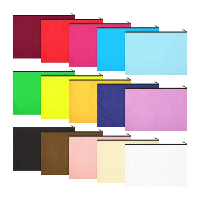 Small Eco Friendly Custom Cotton Blank Zipper Pouch Make up Bags Plain Cotton Canvas Makeup Cosmetic Bag With Logo