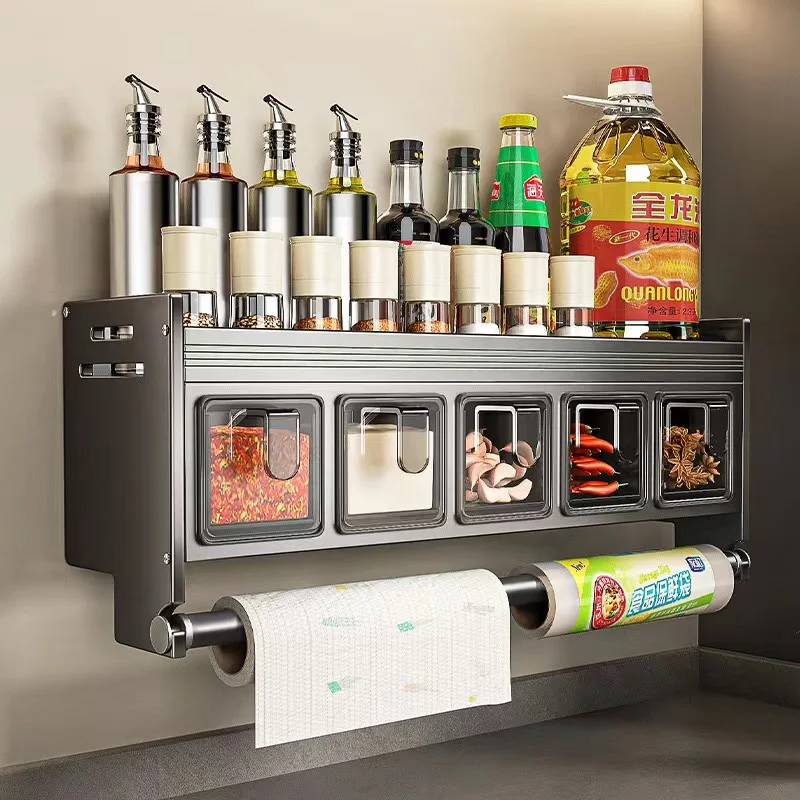 Kitchen Shelf Detachable Shelf with Towel bar for Quality Condiments