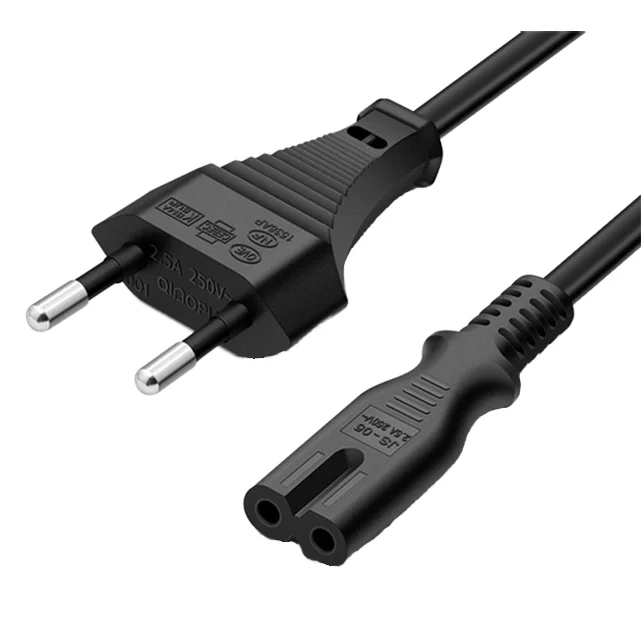EU Plug IEC C7 European 2Pin Cee Extension Cord PVC VDE Certified AC Power Cable for Home Appliance Industrial Equipment