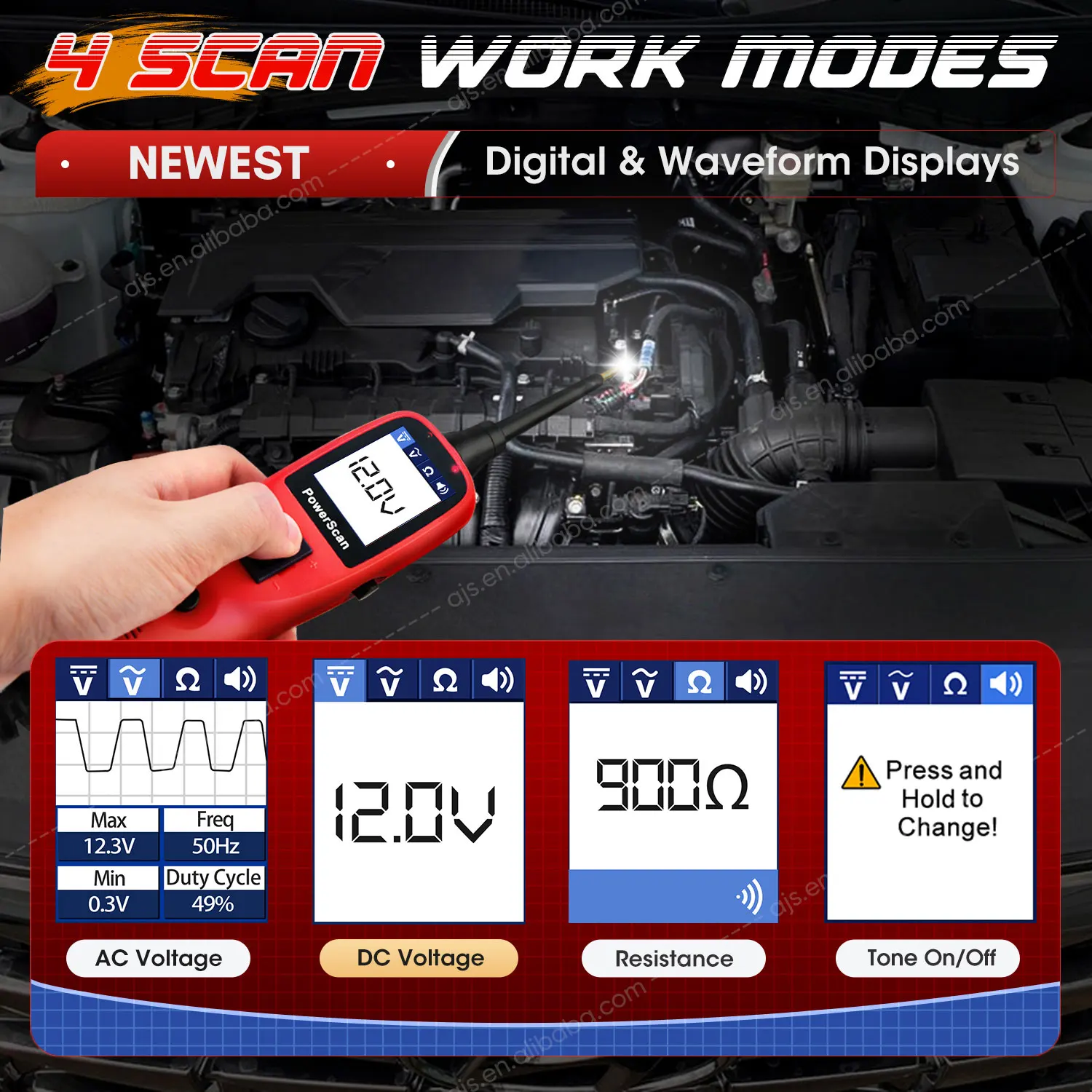 Autel PowerScan PS100 OBD2スキャナー - 自動車電気回路テスター