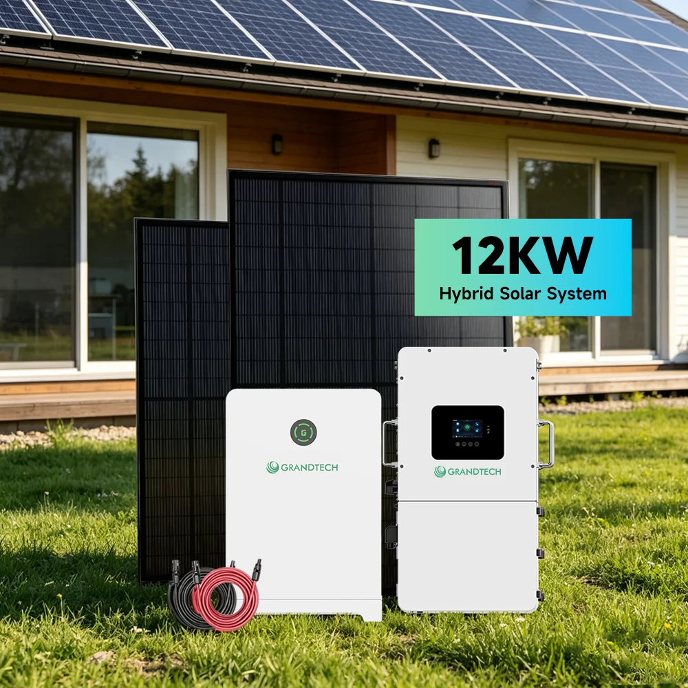 system pŵer haul allan o'r rhwyd 5kW–12kW, 8kW â baterydd LiFePO4 a thransfyrnwr hybrid, set storio ynni haul pob-un-âi 15kWh, 30kWh
