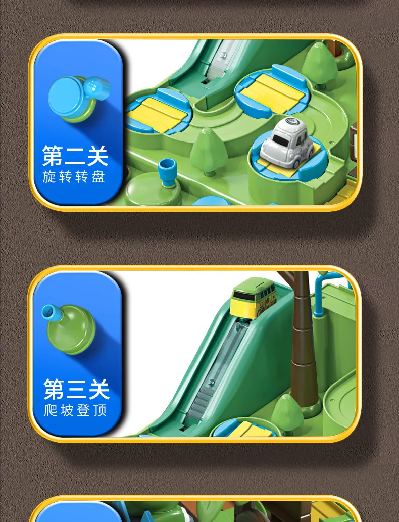 Jungle Dinosaur Challenge Adventure Kids Educational Plastic Puzzle Sliding Car Track Toy