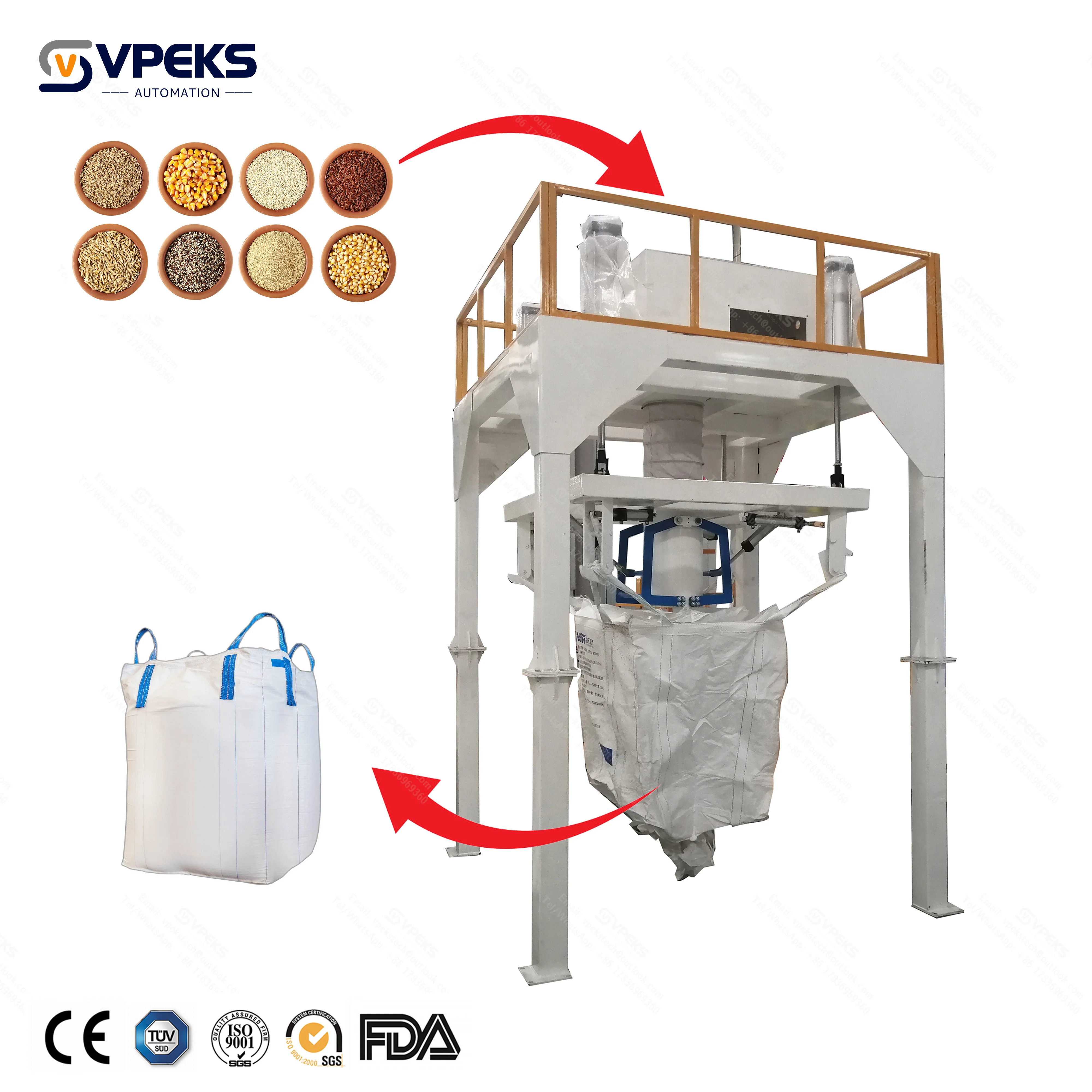 Vpeks Big Bag Packing Scale Filler Filling Machine For 1000 Kg Bulk Bag