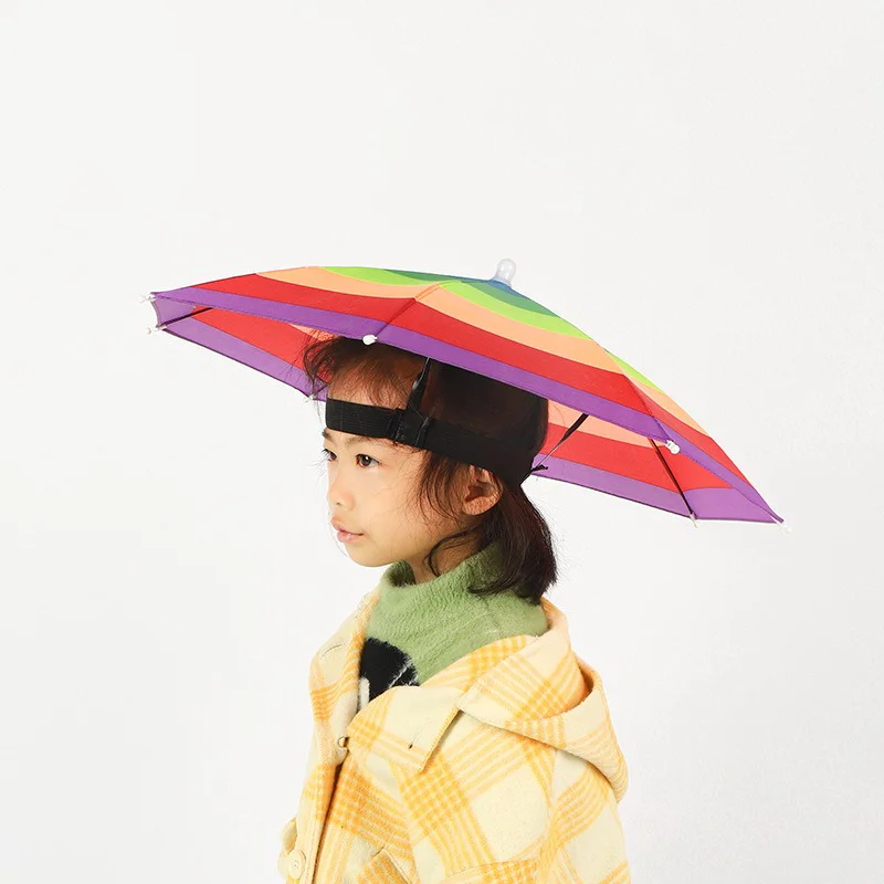 Factory Wholesale Cheap Head Umbrella Small Size Children's Hat Umbrella Outdoor Camping Fishing UV protection Special Printing