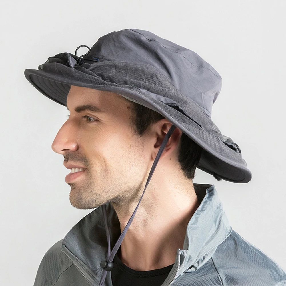 Outdoor Women Men Anti Bug Bee Mosquito Hat Head Net Sun Protection Bucket Cap Fishing Hat  Mosquito Hat Head Net Sun Protection