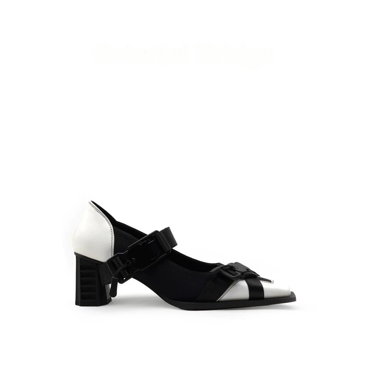 Summer Outdoor Square Toe Chunky Heel Women Mary Jane Belt Buckle Contrast Design High Heel Pumps - Image 4