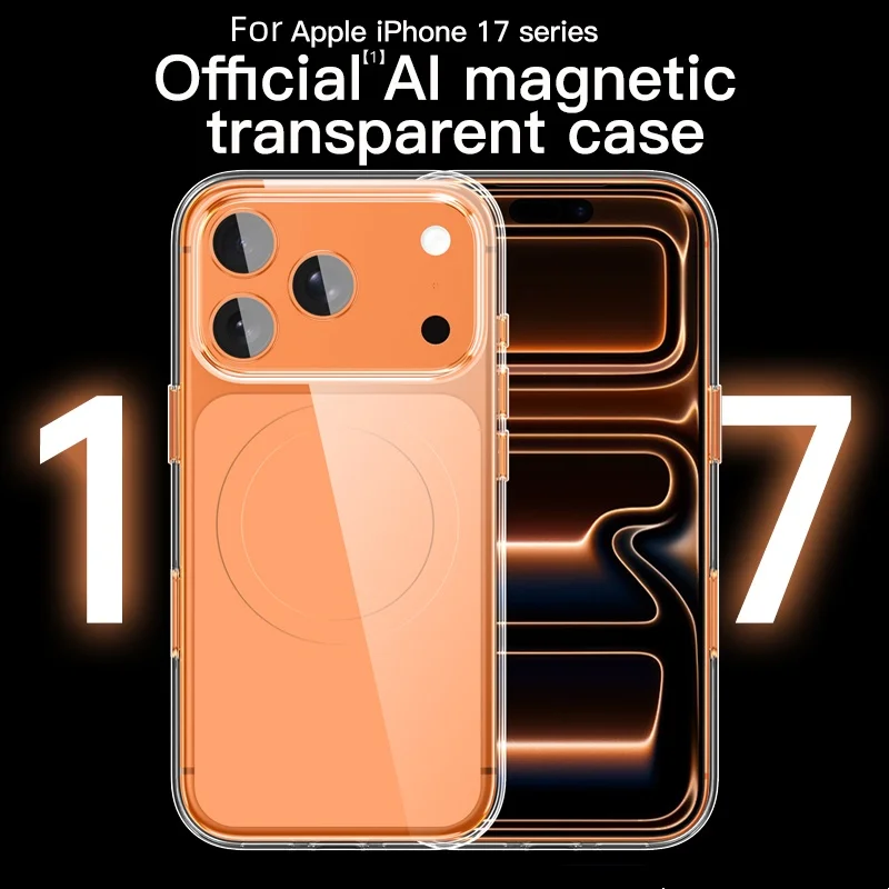 Laudtec luxury  Transparent Magnetic Protective Shockproof Waterproof Phone Case for 17 Pro Max Pure Color TPU+PC+Magnetic