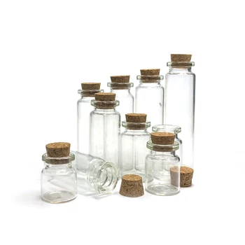 10ml 15ml 20ml Mini Bottles With Cor Lids Wishing Message Glass Bottles Vials Pudding Glass Jar With Cork Wooden Stopper Label