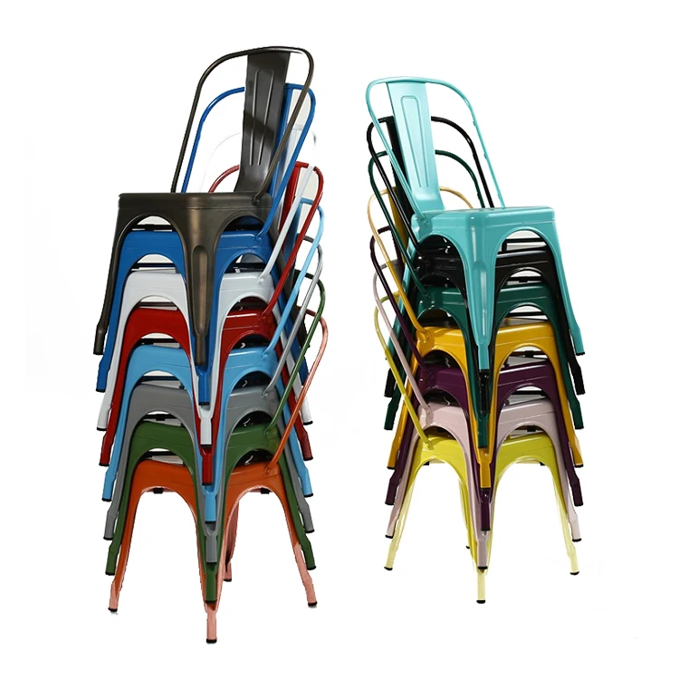 Современный металлический обеденный стул, дешевый сверхпрочный стул, Штабелируемый стул для кафе, винтажный металлический промышленный стальной стул