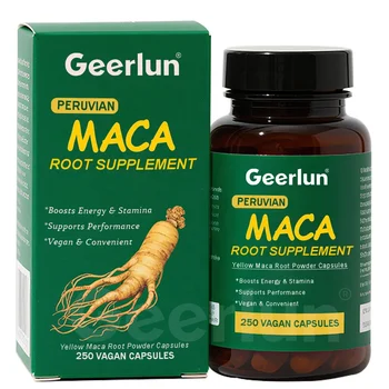 100% Natural Yellow Maca Root Powder Supplement Caps Boosts Energy Improves Vitality Vegan Capsules