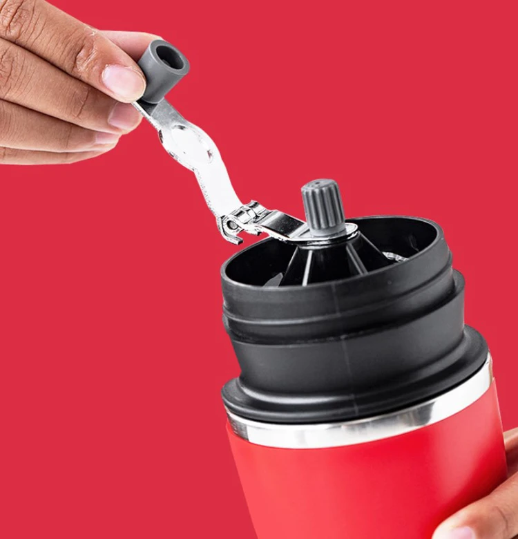 Portable All-In-One Pour Over Coffee Maker Adjustable Hand-mill Burr Grinder with Insulated Tumbler for Travel Camping Hiking