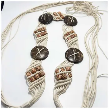 High-end design coconut wood decorative bead inlaid hand-woven belts accept custom wholesale