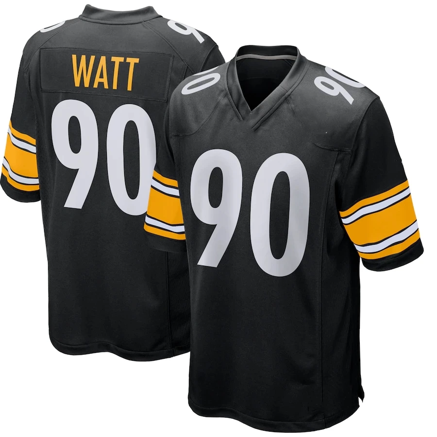Custom Pittsburgh City Team Club Uniform Stitched American Football Jersey Steeler Black Game 22 Harris 90 Watt 11 Claypool