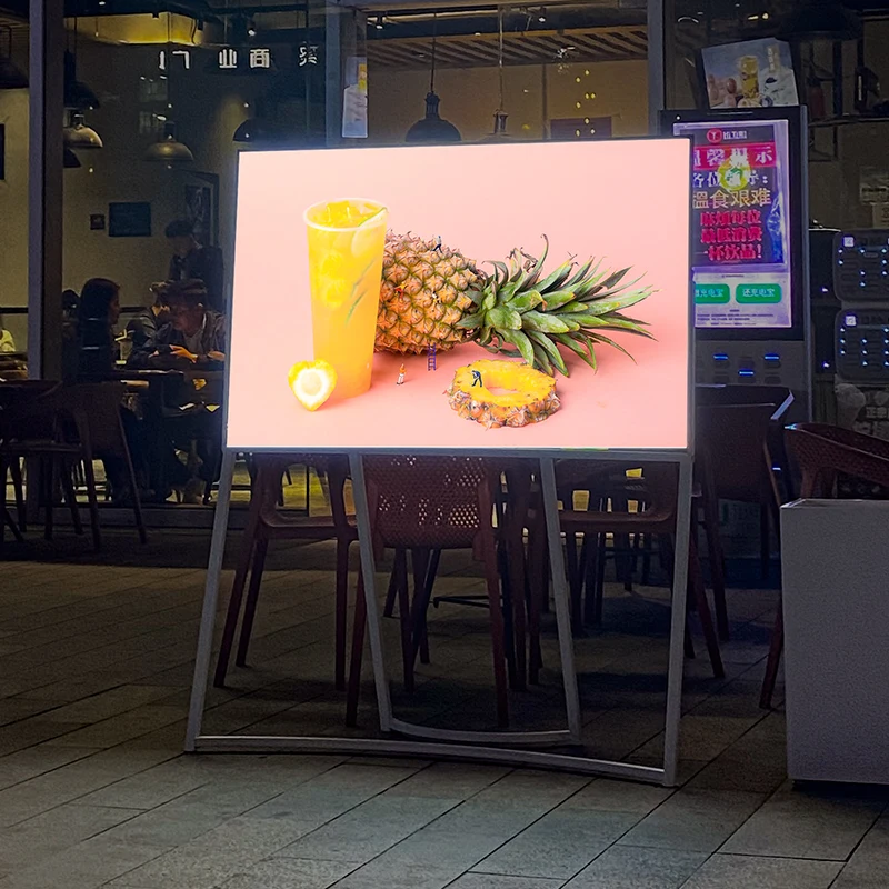 Restaurant in store advertising board display battery powered mobile moveable portable digital signage