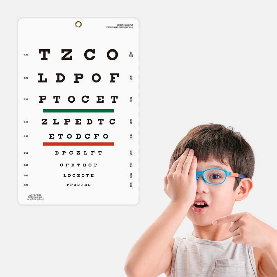 Premium Snellen Eye Chart Wall Chart Plastic Waterproof Snellen Charts for Eye Test Exams 10 Feet 9 X 14 in Eluxe Occluder Plus