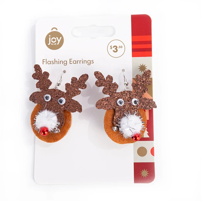 Хрустальные рождественские украшения в форме мультфильма, светодиодные светящиеся кольца для ушей