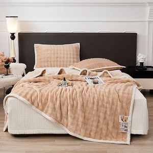 Direct Supply Tuscan Rabbit Flannel Blanket Soft and Warm Four Seasons Bed Sofa Cover Custom Size Home Leisure Woven Blankets