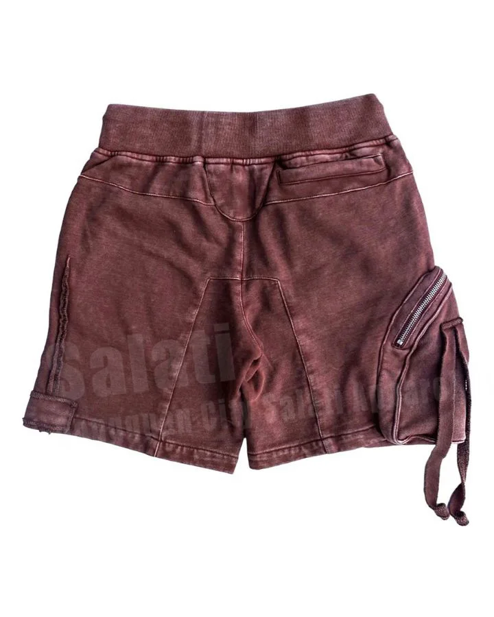 Custom Dtreetwear Sun Faded Stone Sweat Shorts De Hombr 100% Cotton Blank Vintage Distressed Acid Washed Cargo Shorts for Men gallery 3