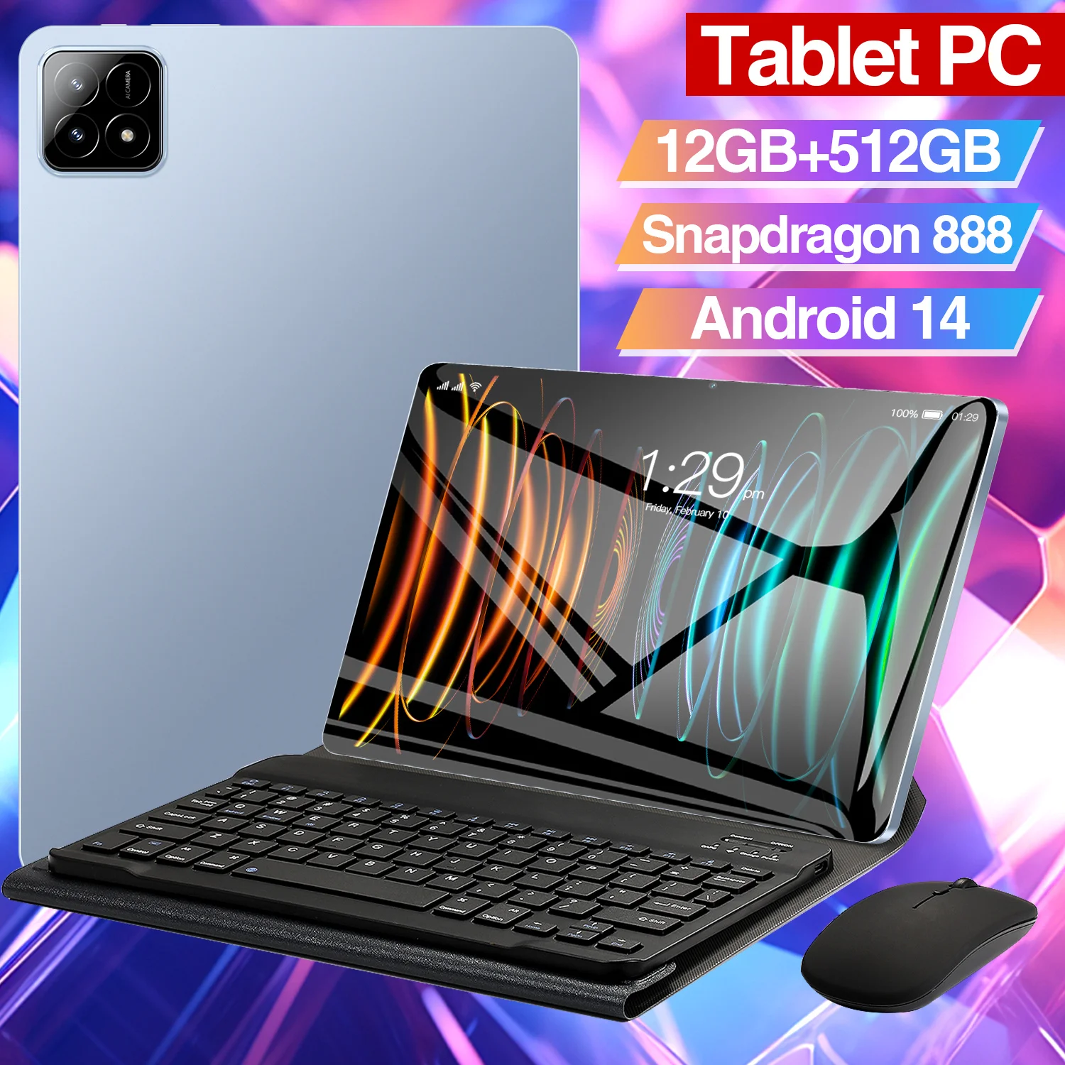 Android 14 タブレット 10.1インチ 12GB RAM 10.1 Inch Tablet PC with 12G RAM, 1024GB Storage, Android 14