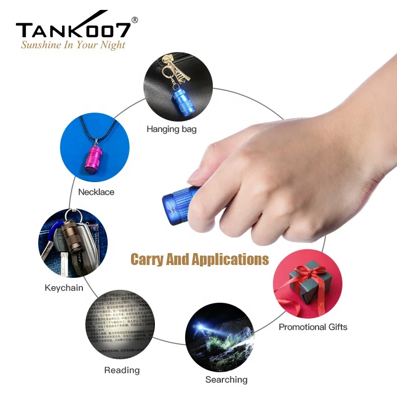 Tank007 E15Ai Small Powerful Led Torch Light Flashlight Lamp Colorful Keychain Flashlight EDC Torch Light Mini Linternas