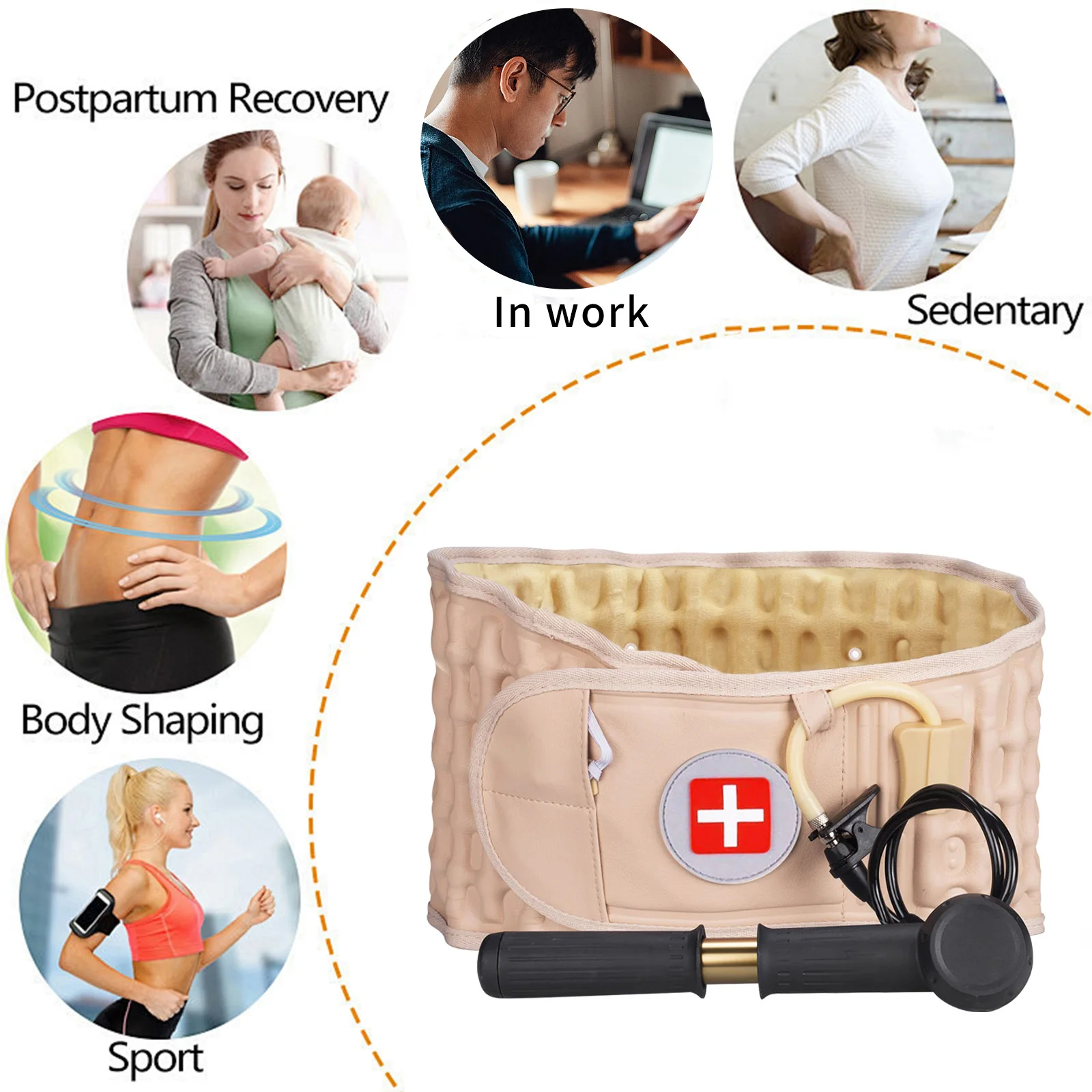 Aofit Decompression Back Belt Waist Brace Lumbar Support Belt Waist Support for Lower Back Pain Relief Back Traction Device