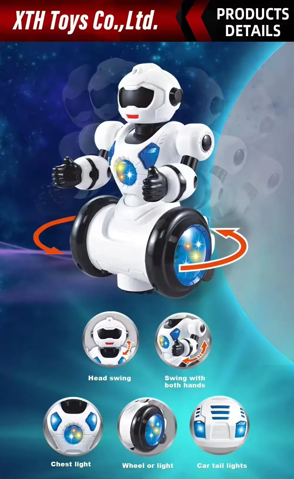 Hot Selling 360 Degree Rotation Intelligent Robot With Light and Music Education Robot for Kids Early Education
