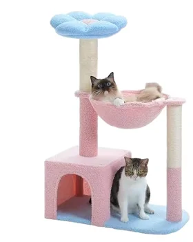 Origin Factory Customize modern Funny Wooden Cat Hanging Bed Cat Tree Cat Condo Tree Tower for Kitty