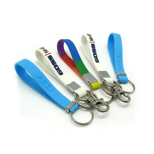 Free Sample Custom Soft Silicone Rubber Keychain with Debossed/Embossed Logo Portable Promotional Keyring & Key Holder for Sales