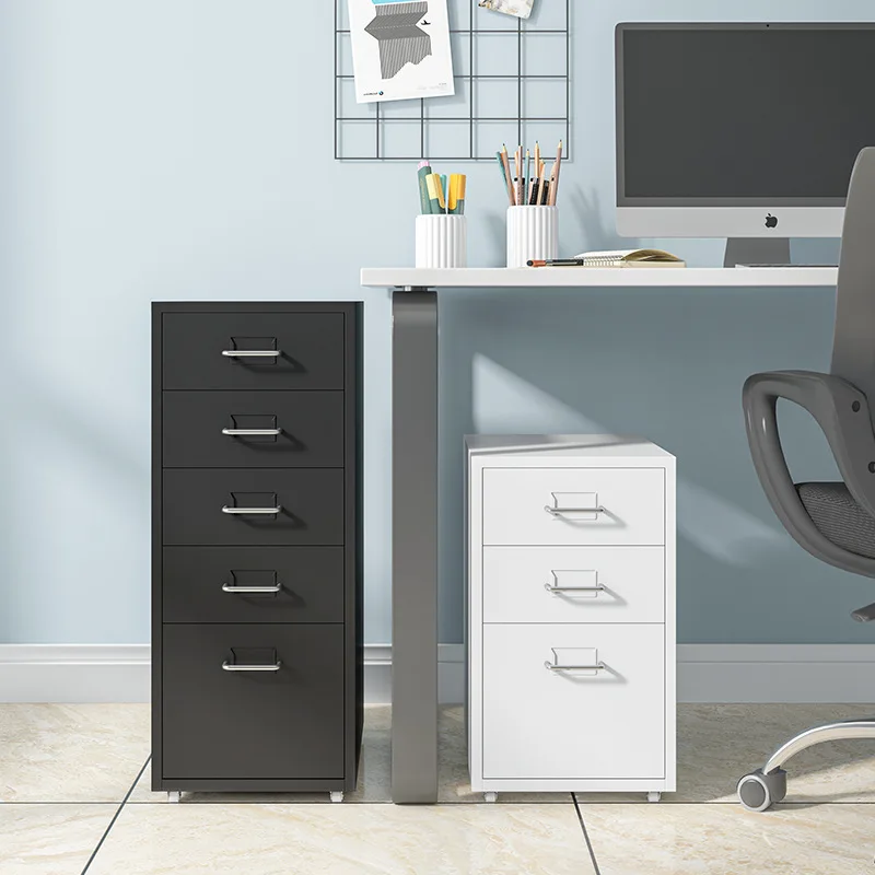 White 8 Drawer Helmer Metal File Cabinet with Casters for Home Office Use