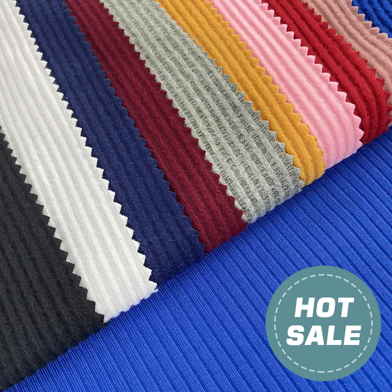 RIB 4x2 READY GOODS WITH BRUSHING BACK SIDE FABRIC 14TON 100% Polyester Span GOOD QUALITY  for Women Garment
