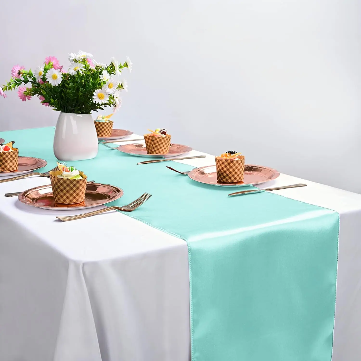 12x108 Inch Satin Table Runner with Gold/Silver Trim Bulk Wedding