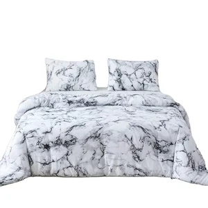 Hot Sale Unique White Black Marble Pattern Custom 3D Print Bedding Duvet Cover Set