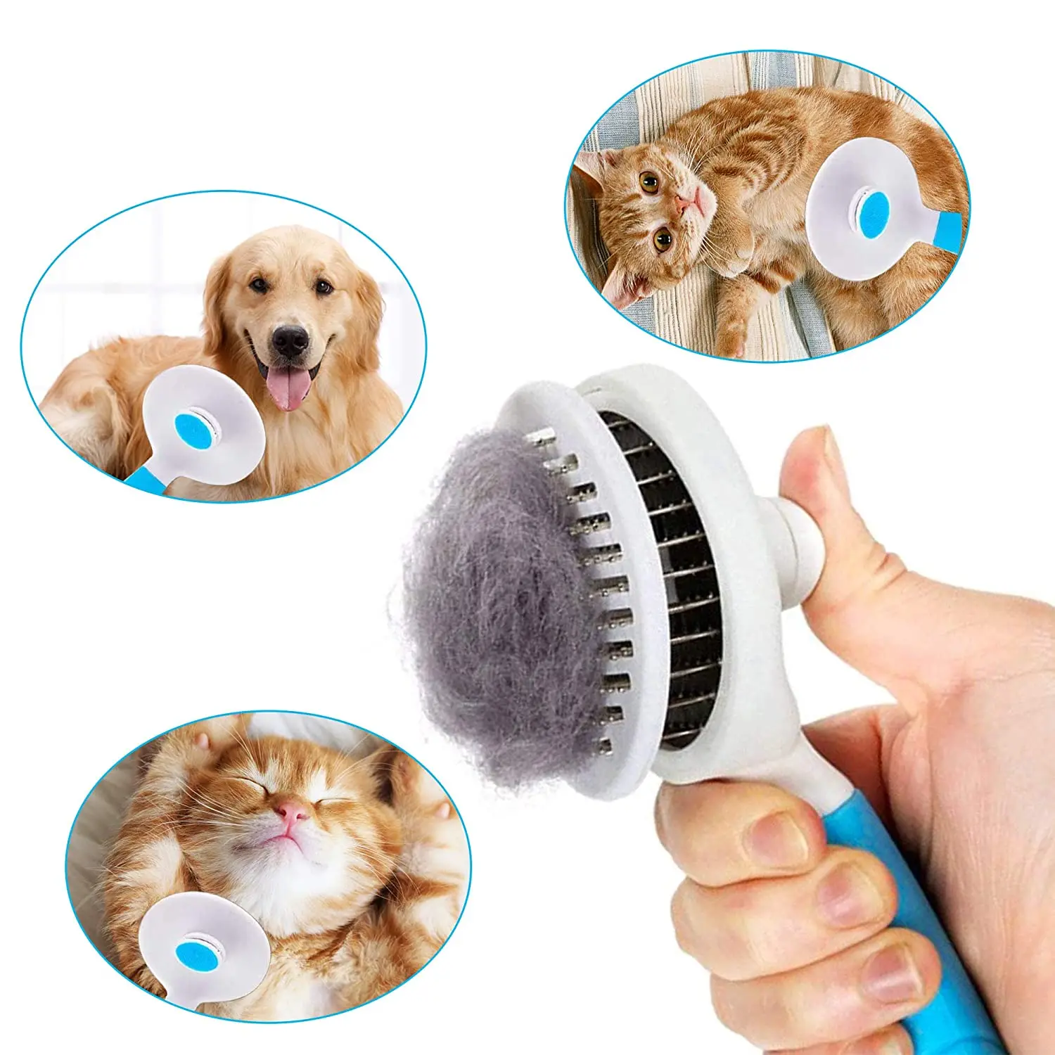 KISSBELLY Self Cleaning Slicker Brush Pet Grooming Brush Comb for Dogs Cats Hair Brush fur Removal Brushes with Pin for Pets with Short to Long Hair 