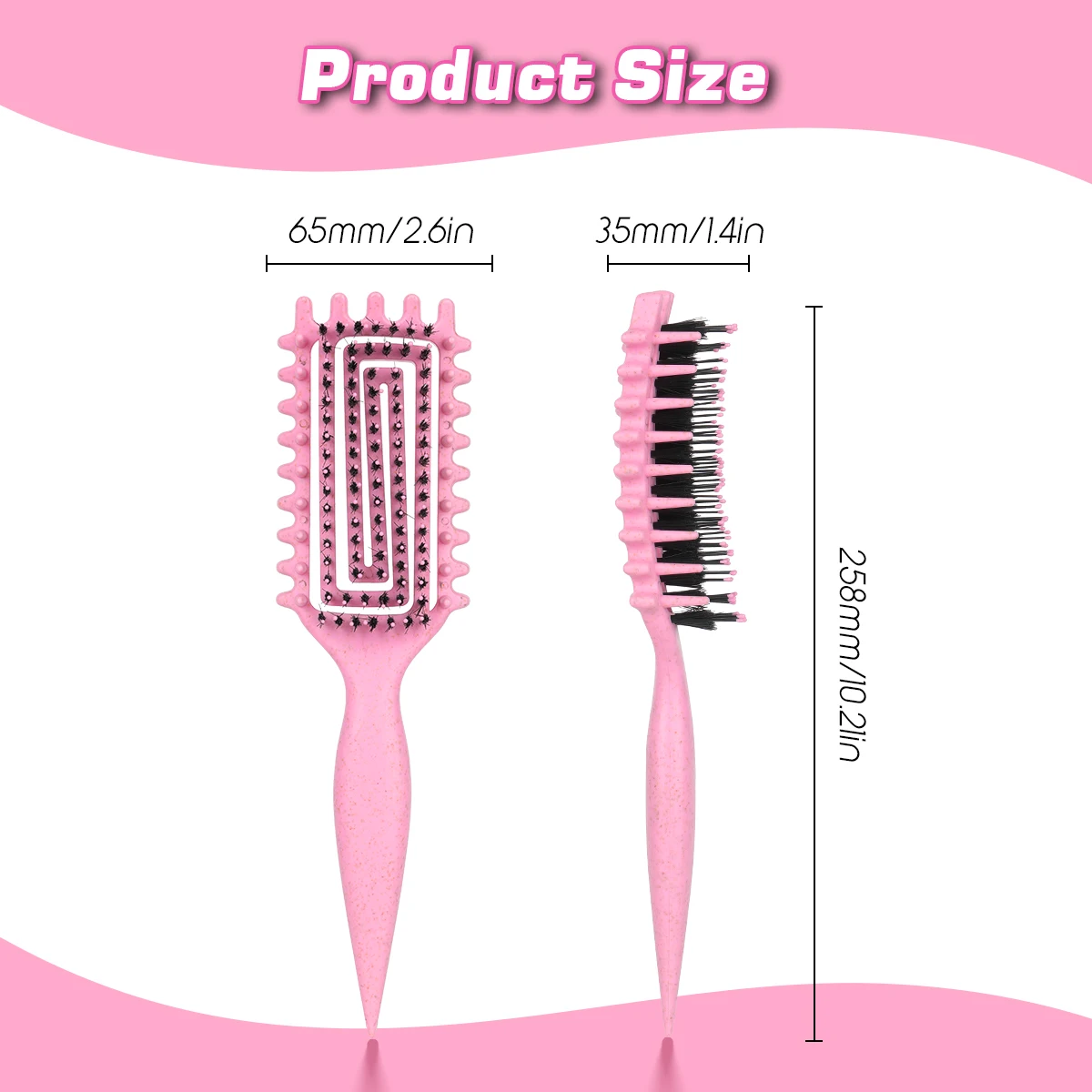 Custom Curl Define Styling Brush With Ridges Grooves Flat Detanging Wet Hair 2 Side Defining Brush for Curly Hair